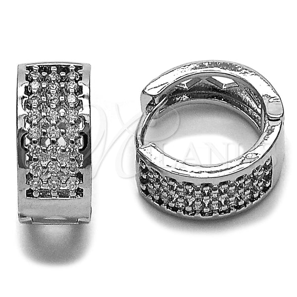 Rhodium Gold Filled Huggie Hoop, with White Cubic Zirconia, Polished, Rhodium Finish, 02.266.0108.16