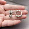 Rhodium Gold Filled Huggie Hoop, Puff Mariner Design, with White Micro Pave, Polished, Rhodium Finish, 02.266.0111.20