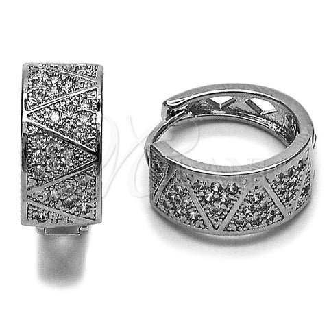 Rhodium Gold Filled Huggie Hoop, with White Cubic Zirconia, Polished, Rhodium Finish, 02.266.0067.1.18