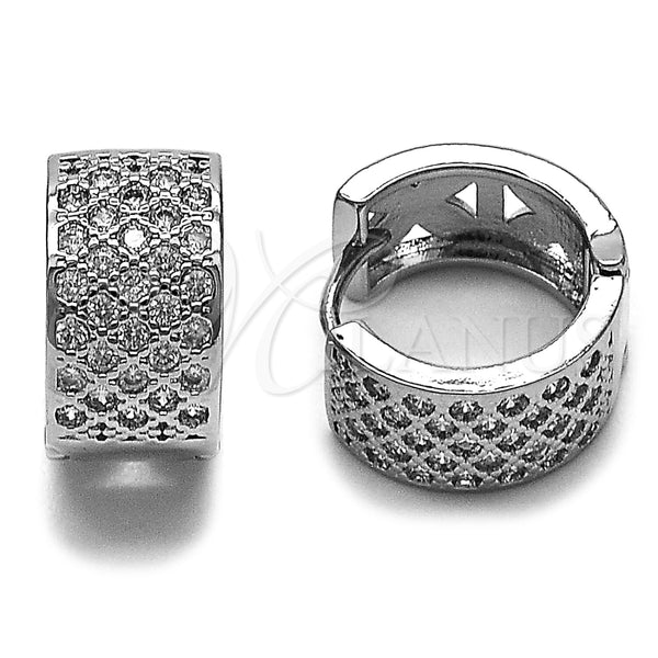 Rhodium Gold Filled Huggie Hoop, with White Cubic Zirconia, Polished, Rhodium Finish, 02.266.0075.1.15