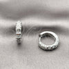 Rhodium Gold Filled Huggie Hoop, Baguette Design, with White Cubic Zirconia, Polished, Rhodium Finish, 02.266.0085.1.20