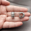 Rhodium Gold Filled Huggie Hoop, Baguette Design, with White Cubic Zirconia, Polished, Rhodium Finish, 02.210.0866.4.18
