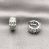 Rhodium Gold Filled Huggie Hoop, Baguette Design, with White Cubic Zirconia, Polished, Rhodium Finish, 02.210.0866.4.18