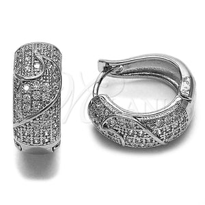 Rhodium Gold Filled Huggie Hoop, with White Micro Pave, Polished, Rhodium Finish, 02.266.0112.18