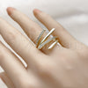 Oro Laminado Multi Stone Ring, Gold Filled Style with White Micro Pave, Polished, Golden Finish, 01.266.0110 (One size fits all)