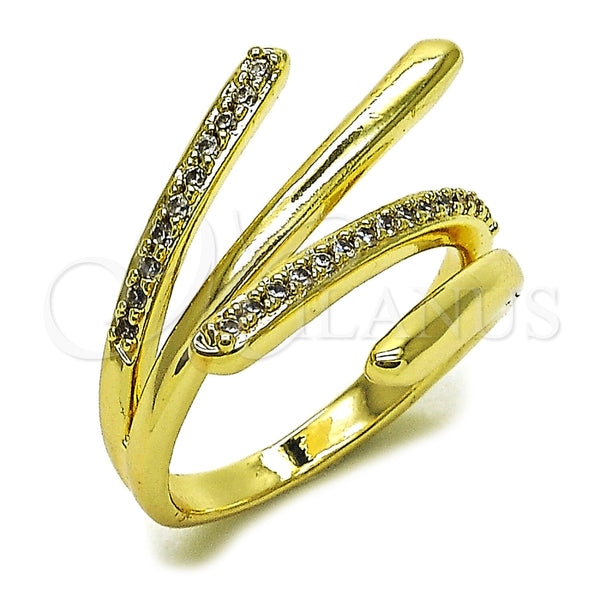 Oro Laminado Multi Stone Ring, Gold Filled Style with White Micro Pave, Polished, Golden Finish, 01.266.0110 (One size fits all)