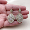 Oro Laminado Dangle Earring, Gold Filled Style Cluster Design, with White Cubic Zirconia and White Micro Pave, Polished, Golden Finish, 02.266.0113