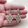 Oro Laminado Dangle Earring, Gold Filled Style Teardrop Design, with White Cubic Zirconia, Polished, Golden Finish, 02.266.0114