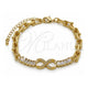 Pulsera Elegante 03.266.0078.08 Oro Laminado, Diseño de Infinito y Baguette, con Zirconia Cubica Blanca, Pulido, Tono Dorado (Grosor 07 MM, 8 Pulgadas de Largo)