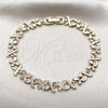 Oro Laminado Fancy Bracelet, Gold Filled Style Hugs and Kisses and Butterfly Design, with White Micro Pave, Polished, Golden Finish, 03.266.0081.08 (Thickness, 8 Inches Length)