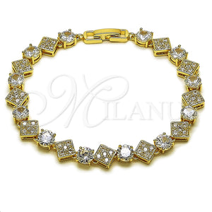 Oro Laminado Tennis Bracelet, Gold Filled Style with White Cubic Zirconia, Polished, Golden Finish, 03.266.0082.08 (Thickness, 8 Inches Length)