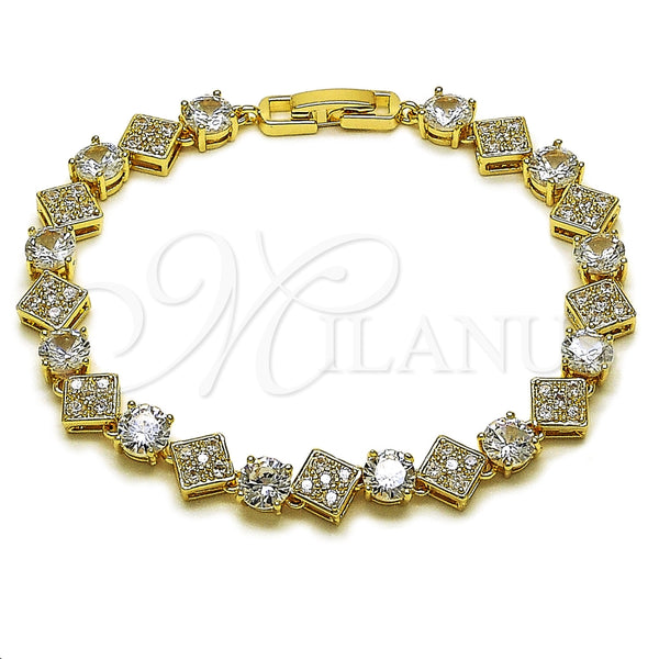 Oro Laminado Tennis Bracelet, Gold Filled Style with White Cubic Zirconia, Polished, Golden Finish, 03.266.0082.08 (Thickness, 8 Inches Length)