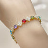 Oro Laminado Tennis Bracelet, Gold Filled Style with Multicolor and White Cubic Zirconia, Polished, Golden Finish, 03.266.0082.1.08 (Thickness, 8 Inches Length)