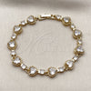 Oro Laminado Tennis Bracelet, Gold Filled Style Heart Design, with White Cubic Zirconia, Polished, Golden Finish, 03.266.0083.08 (09 MM Thickness, 8 Inches Length)