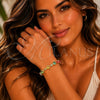 Oro Laminado Tennis Bracelet, Gold Filled Style Heart Design, with Multicolor Cubic Zirconia, Polished, Golden Finish, 03.266.0083.1.08 (09 MM Thickness, 8 Inches Length)