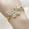 Oro Laminado Fancy Bracelet, Gold Filled Style Butterfly Design, with White Cubic Zirconia and White Micro Pave, Polished, Golden Finish, 03.266.0084.08 (Thickness, 8 Inches Length)