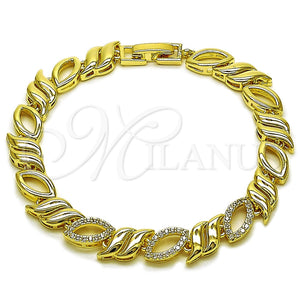 Oro Laminado Tennis Bracelet, Gold Filled Style with White Cubic Zirconia, Polished, Golden Finish, 03.266.0086.07 (Thickness, 8 Inches Length)
