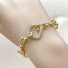 Oro Laminado Fancy Bracelet, Gold Filled Style with White Micro Pave, Polished, Golden Finish, 03.266.0088.07 (09 MM Thickness, 8 Inches Length)