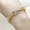 Oro Laminado Fancy Bracelet, Gold Filled Style with White Micro Pave, Polished, Golden Finish, 03.266.0089.07 (09 MM Thickness, 8 Inches Length)