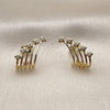 Oro Laminado Stud Earring, Gold Filled Style Four-leaf Clover Design, with White Cubic Zirconia, Polished, Golden Finish, 02.60.0175