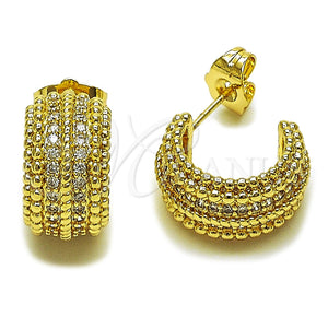 Oro Laminado Small Hoop, Gold Filled Style with White Cubic Zirconia, Polished, Golden Finish, 02.60.0176.16