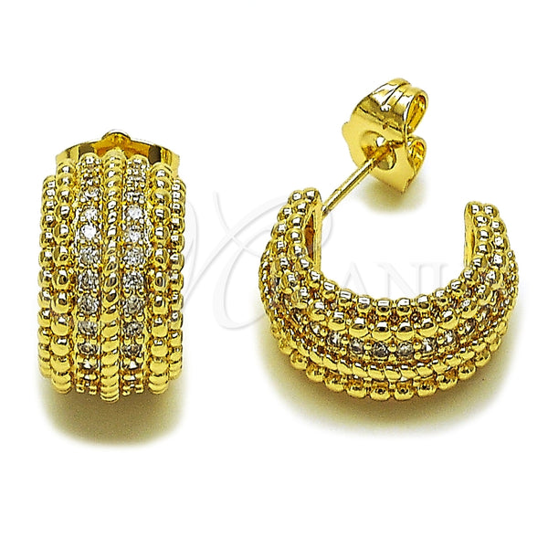 Oro Laminado Small Hoop, Gold Filled Style with White Cubic Zirconia, Polished, Golden Finish, 02.60.0176.16