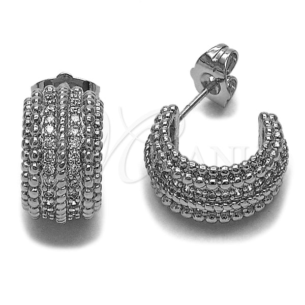Rhodium Gold Filled Small Hoop, with White Cubic Zirconia, Polished, Rhodium Finish, 02.60.0176.1.16