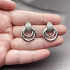 Rhodium Gold Filled Stud Earring, Belt Buckle Design, with White Micro Pave, Polished, Rhodium Finish, 02.60.0177.1