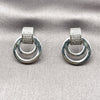 Rhodium Gold Filled Stud Earring, Belt Buckle Design, with White Micro Pave, Polished, Rhodium Finish, 02.60.0177.1