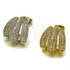 Oro Laminado Stud Earring, Gold Filled Style with White Micro Pave, Polished, Golden Finish, 02.60.0178