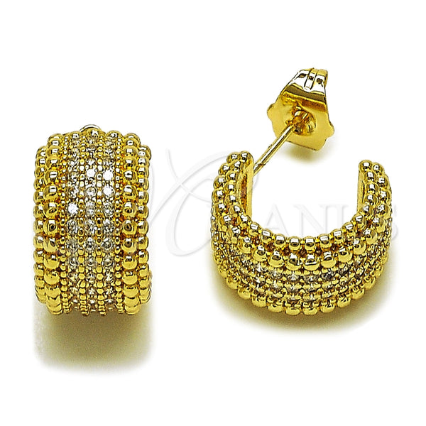 Oro Laminado Small Hoop, Gold Filled Style with White Micro Pave, Polished, Golden Finish, 02.156.0751.15