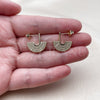 Oro Laminado Stud Earring, Gold Filled Style with White Cubic Zirconia, Polished, Golden Finish, 02.156.0752