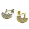Oro Laminado Stud Earring, Gold Filled Style with White Cubic Zirconia, Polished, Golden Finish, 02.156.0752