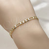 Oro Laminado Basic Bracelet, Gold Filled Style Figaro Design, Polished, Golden Finish, 04.213.0113.07 (Thickness, 8 Inches Length)