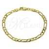 Oro Laminado Basic Bracelet, Gold Filled Style Figaro Design, Polished, Golden Finish, 04.213.0113.07 (Thickness, 8 Inches Length)