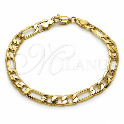Oro Laminado Basic Bracelet, Gold Filled Style Figaro Design, Polished, Golden Finish, 04.213.0101.07 (160 Gauge, 06 MM Thickness, 8 Inches Length)