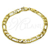 Oro Laminado Basic Bracelet, Gold Filled Style Figaro Design, Polished, Golden Finish, 04.213.0101.07 (160 Gauge, 06 MM Thickness, 8 Inches Length)
