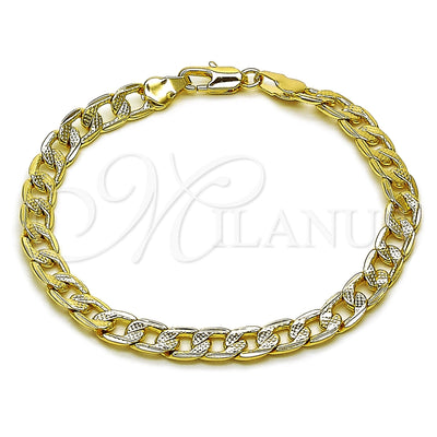 Oro Laminado Basic Bracelet, Gold Filled Style Pave Cuban Design, Polished, Golden Finish, 04.213.0119.07 (06 MM Thickness, 8 Inches Length)