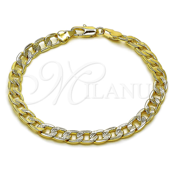 Oro Laminado Basic Bracelet, Gold Filled Style Pave Cuban Design, Polished, Golden Finish, 04.213.0119.07 (06 MM Thickness, 8 Inches Length)