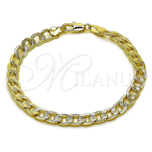 Oro Laminado Basic Bracelet, Gold Filled Style Pave Cuban Design, Polished, Golden Finish, 04.213.0119.07 (06 MM Thickness, 8 Inches Length)