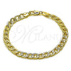 Oro Laminado Basic Bracelet, Gold Filled Style Pave Cuban Design, Polished, Golden Finish, 04.213.0119.07 (06 MM Thickness, 8 Inches Length)