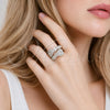 Rhodium Gold Filled Multi Stone Ring, Heart and Baguette Design, with White Cubic Zirconia and White Micro Pave, Polished, Rhodium Finish, 01.283.0035.1 (One size fits all)