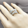Rhodium Gold Filled Multi Stone Ring, Heart and Baguette Design, with White Cubic Zirconia and White Micro Pave, Polished, Rhodium Finish, 01.283.0035.1 (One size fits all)