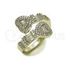 Rhodium Gold Filled Multi Stone Ring, Heart and Baguette Design, with White Cubic Zirconia and White Micro Pave, Polished, Rhodium Finish, 01.283.0035.1 (One size fits all)
