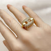 Oro Laminado Multi Stone Ring, Gold Filled Style Puff Mariner Design, with White Micro Pave, Polished, Golden Finish, 01.282.0008 (One size fits all)