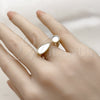 Oro Laminado Multi Stone Ring, Gold Filled Style Horse and Teardrop Design, with Ivory Mother of Pearl and White Cubic Zirconia, Polished, Golden Finish, 01.282.0011 (One size fits all)
