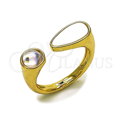 Oro Laminado Multi Stone Ring, Gold Filled Style Horse and Teardrop Design, with Ivory Mother of Pearl and for wholesale, main product view