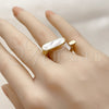 Oro Laminado Multi Stone Ring, Gold Filled Style Horseshoe Design, with Ivory Mother of Pearl, Polished, Golden Finish, 01.282.0012 (One size fits all)
