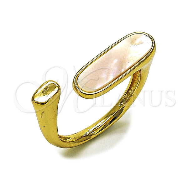 Oro Laminado Multi Stone Ring, Gold Filled Style Horseshoe Design, with Ivory Mother of Pearl, Polished, Golden Finish, 01.282.0012 (One size fits all)