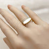 Oro Laminado Multi Stone Ring, Gold Filled Style with Ivory Mother of Pearl and White Micro Pave, Polished, Golden Finish, 01.282.0013 (One size fits all)